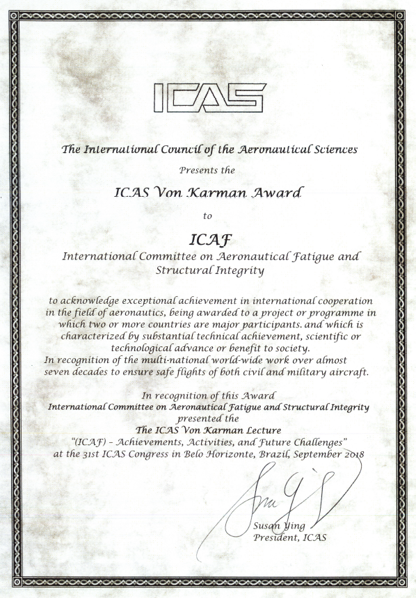 International recognition ICAS von Karman award